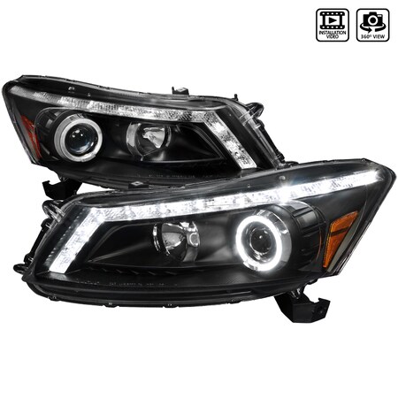 Spec-D Tuning 08-12 Honda Accord Projector Headlight Black Housing 2LHP-ACD084JM-TM